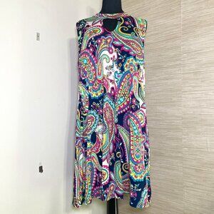 Mermaid Cove Multicolor Paisley Sleeveless Shift Dress w/ Pockets (Bin 6)